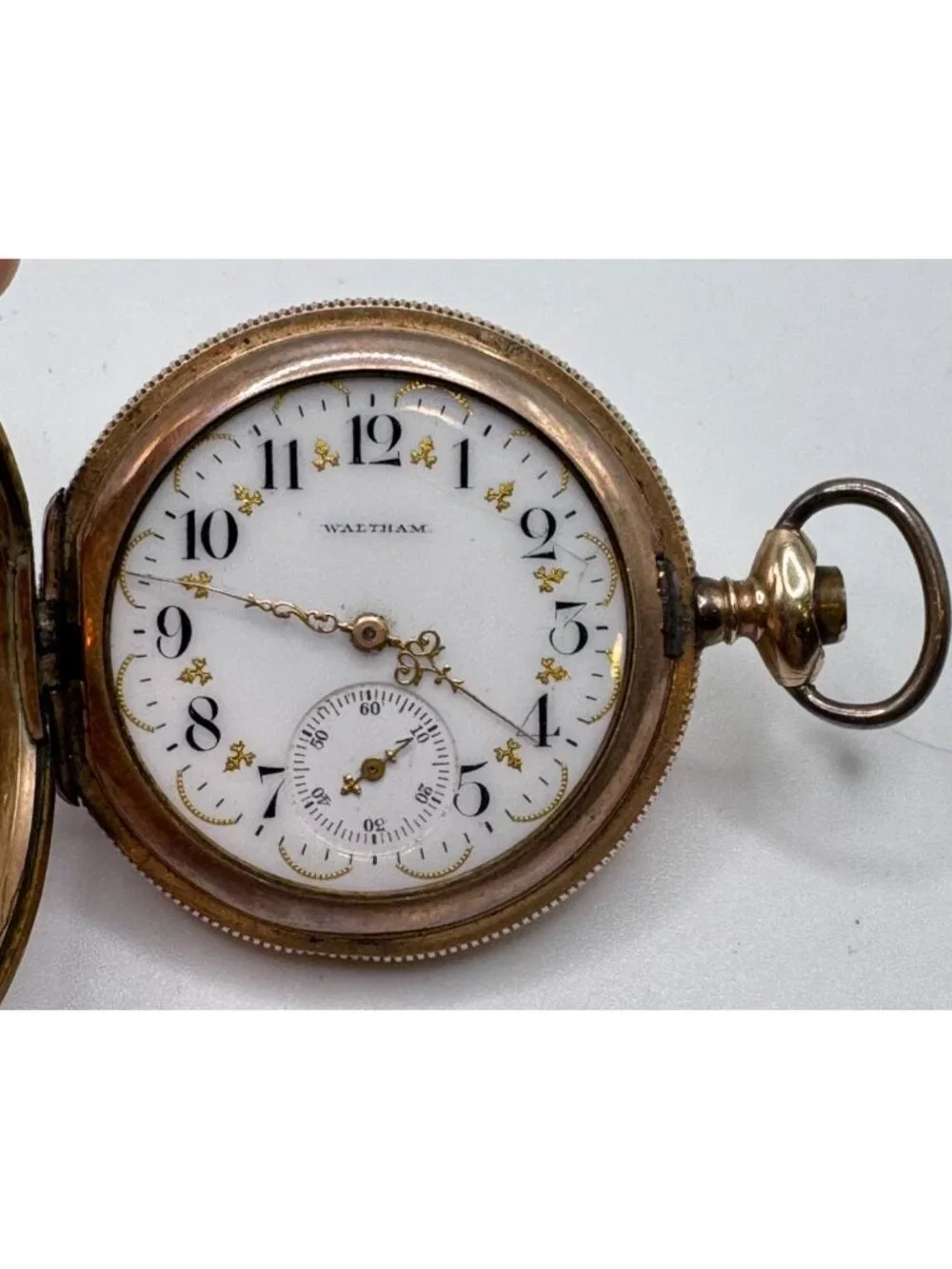 Antique Waltham Pocket Watch Fancy Dial No Crystal Philadelphia Crown Case READ